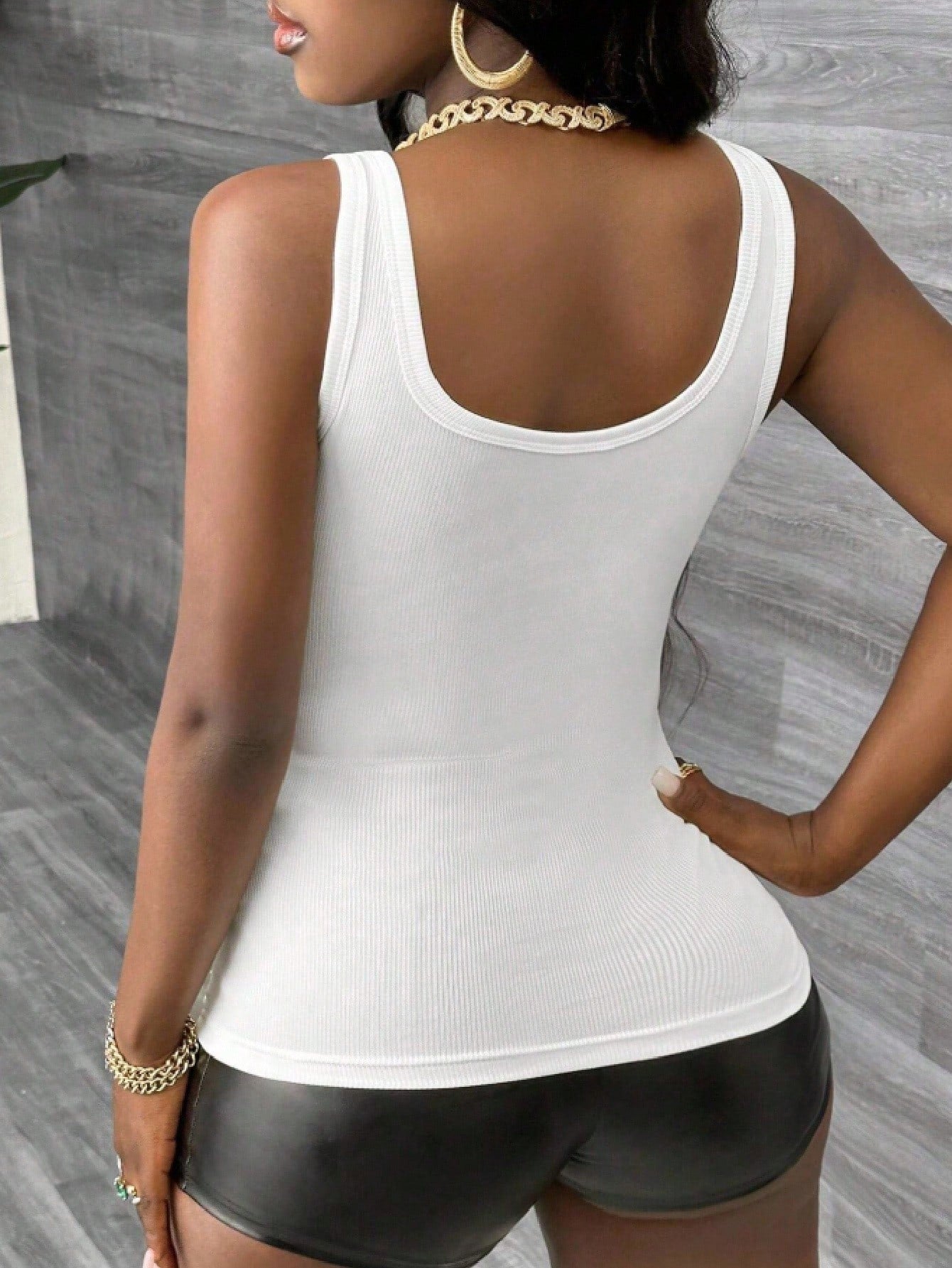 New Solid Color Sexy Slimming Fashion V-Neck Pleated Women's Suit Tank Top