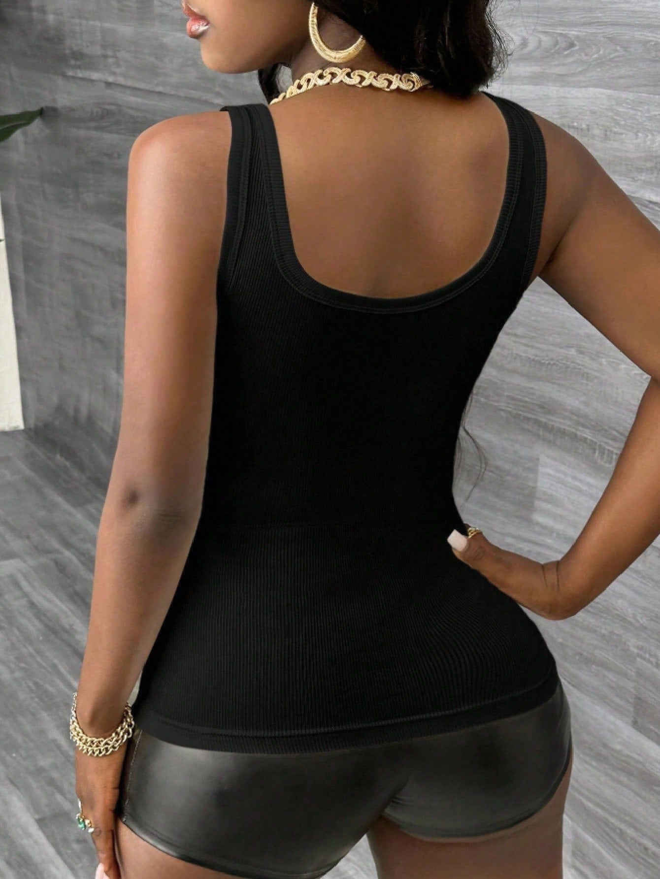 New Solid Color Sexy Slimming Fashion V-Neck Pleated Women's Suit Tank Top