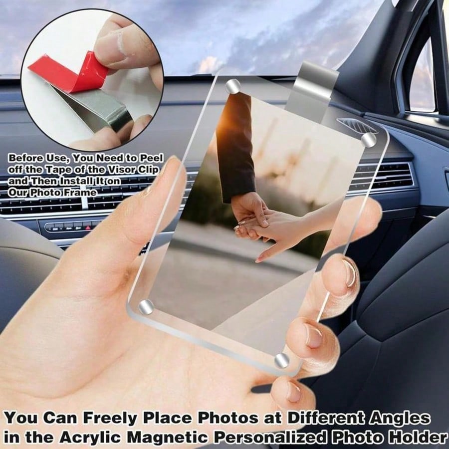 New Universal Acrylic Magnetic Photo Clips, Refrigerator Magnets, Transparent Magnetic Instant Camera Photo Frames, Car Rearview Mirror Photo Clips, Personalized DIY Car Decor Photo Frames, Couples Gi