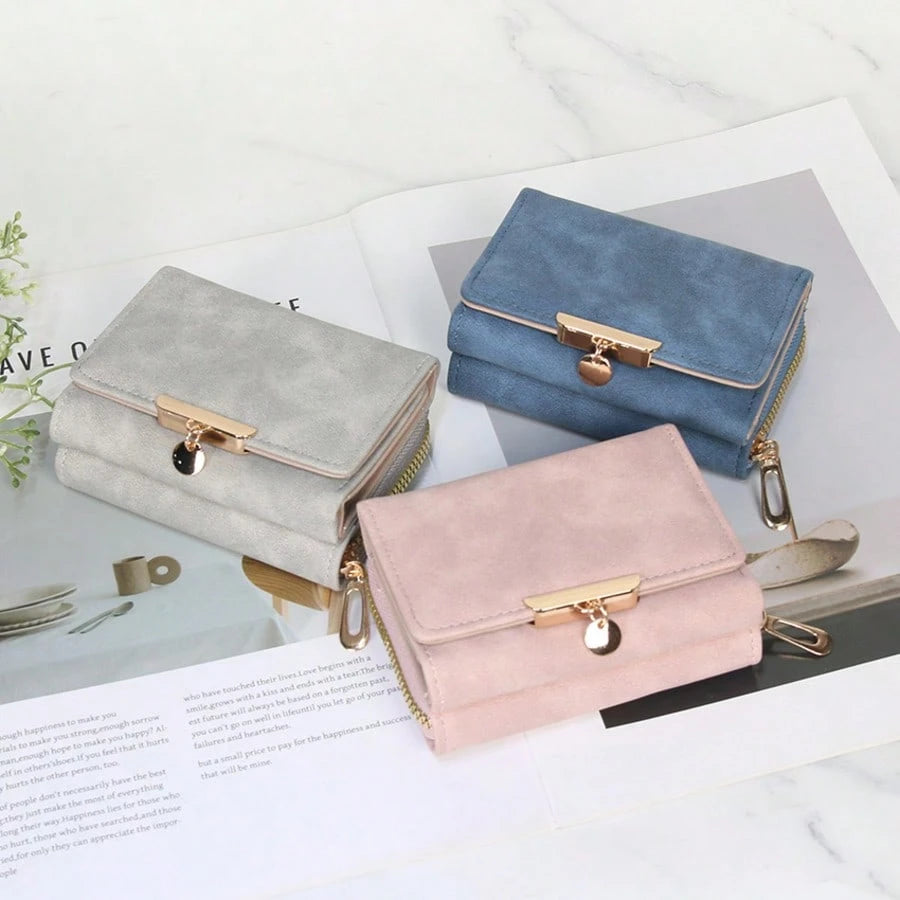 New Women's Wallet PU Leather Short Snap Closure Clutch Bag Small Coin Purse Card Holder Handbag