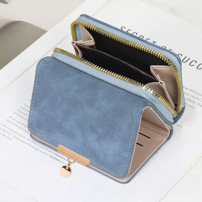 New Women's Wallet PU Leather Short Snap Closure Clutch Bag Small Coin Purse Card Holder Handbag