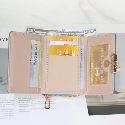 New Women's Wallet PU Leather Short Snap Closure Clutch Bag Small Coin Purse Card Holder Handbag