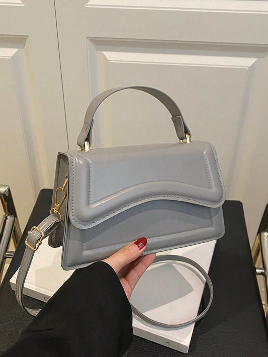 New Women Solid Color PU Leather Small Square Handbag, Simple Fashion Chic Outdoor Shoulder Bag With Detachable & Adjustable Strap