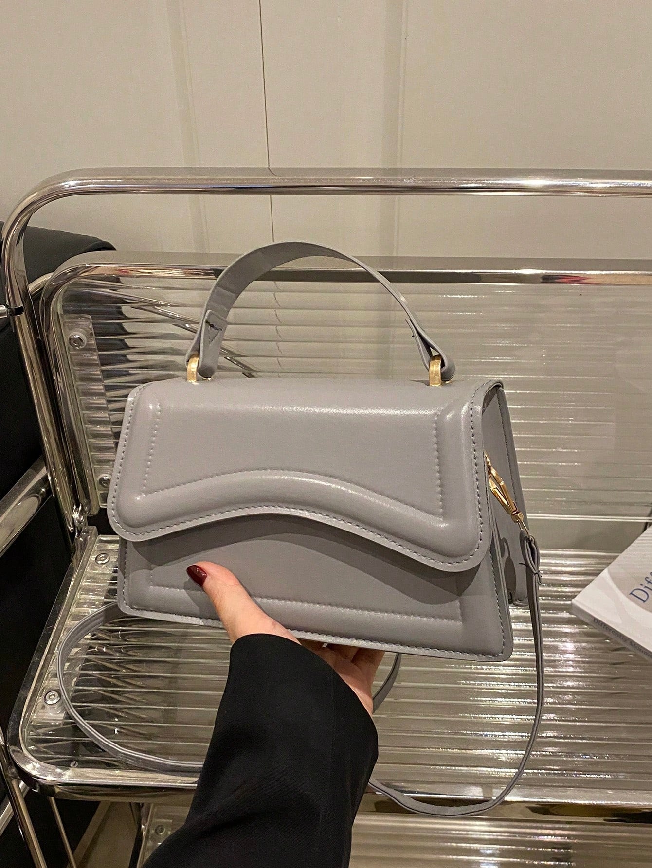 New Women Solid Color PU Leather Small Square Handbag, Simple Fashion Chic Outdoor Shoulder Bag With Detachable & Adjustable Strap