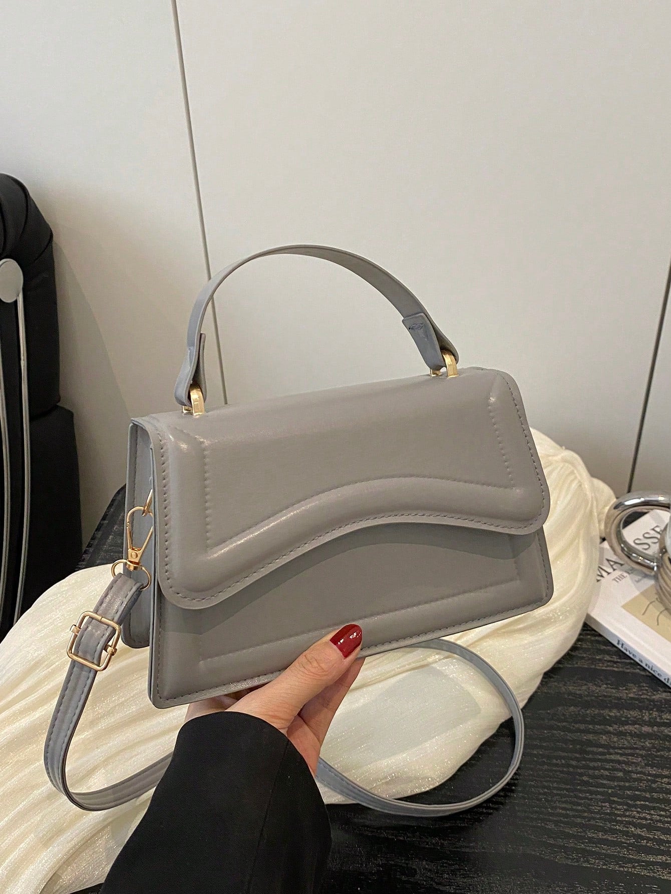 New Women Solid Color PU Leather Small Square Handbag, Simple Fashion Chic Outdoor Shoulder Bag With Detachable & Adjustable Strap