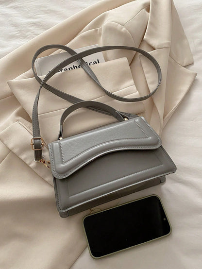 New Women Solid Color PU Leather Small Square Handbag, Simple Fashion Chic Outdoor Shoulder Bag With Detachable & Adjustable Strap
