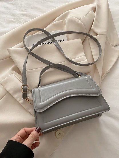 New Women Solid Color PU Leather Small Square Handbag, Simple Fashion Chic Outdoor Shoulder Bag With Detachable & Adjustable Strap