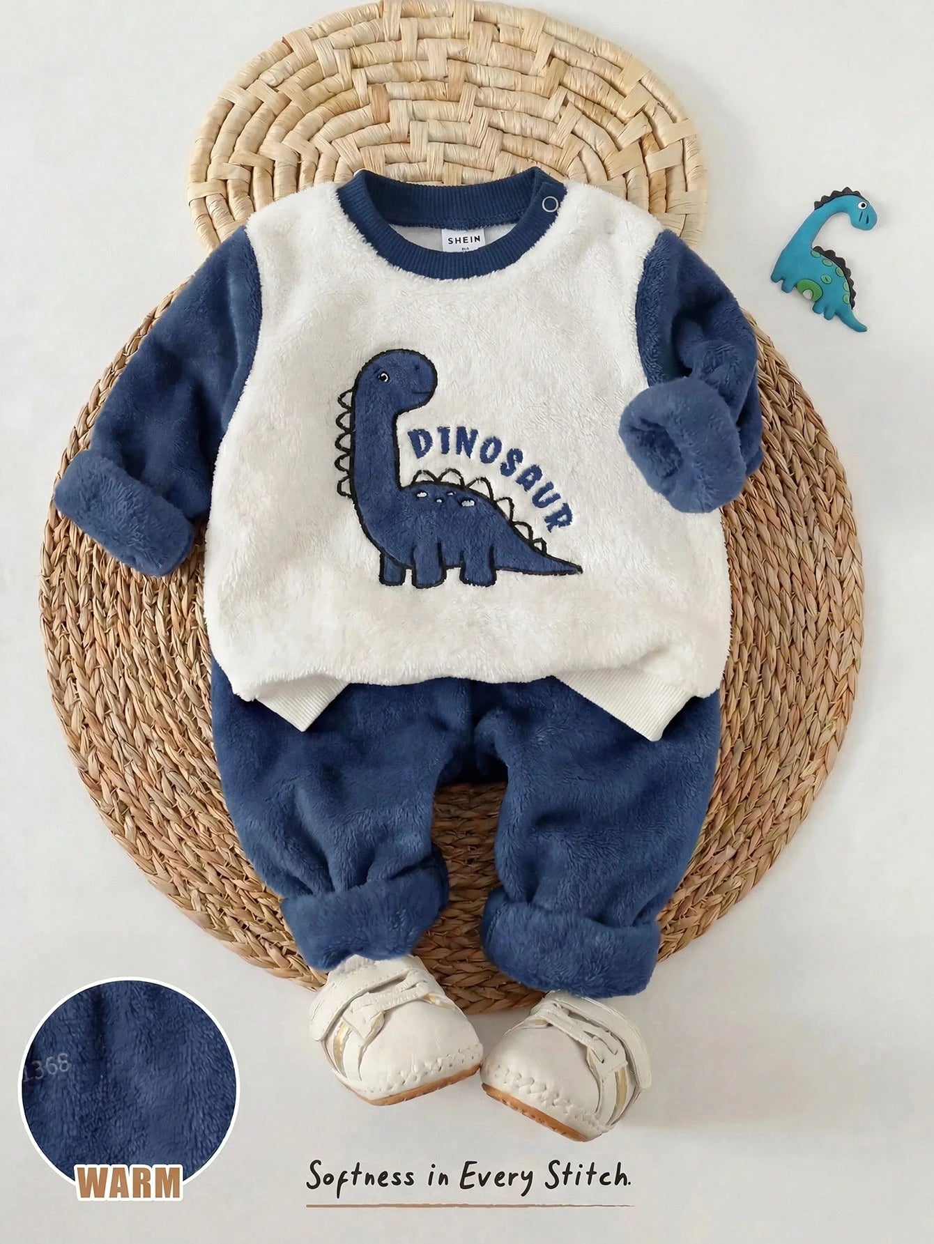 Newborn Baby Fluffy Cartoon Pattern Long Sleeve Sweatshirt And Pants Set