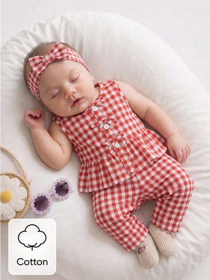 Newborn Baby Girl Outfit Blue And White Stripe Summer Cute Baby Shower Sleeveless Top With Lace