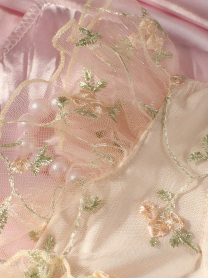 Newborn Baby Girls Floral Embroidery Lace Trim Romper & Headband Set, Baby Girl 1 Month 100 Days Photography Outfit