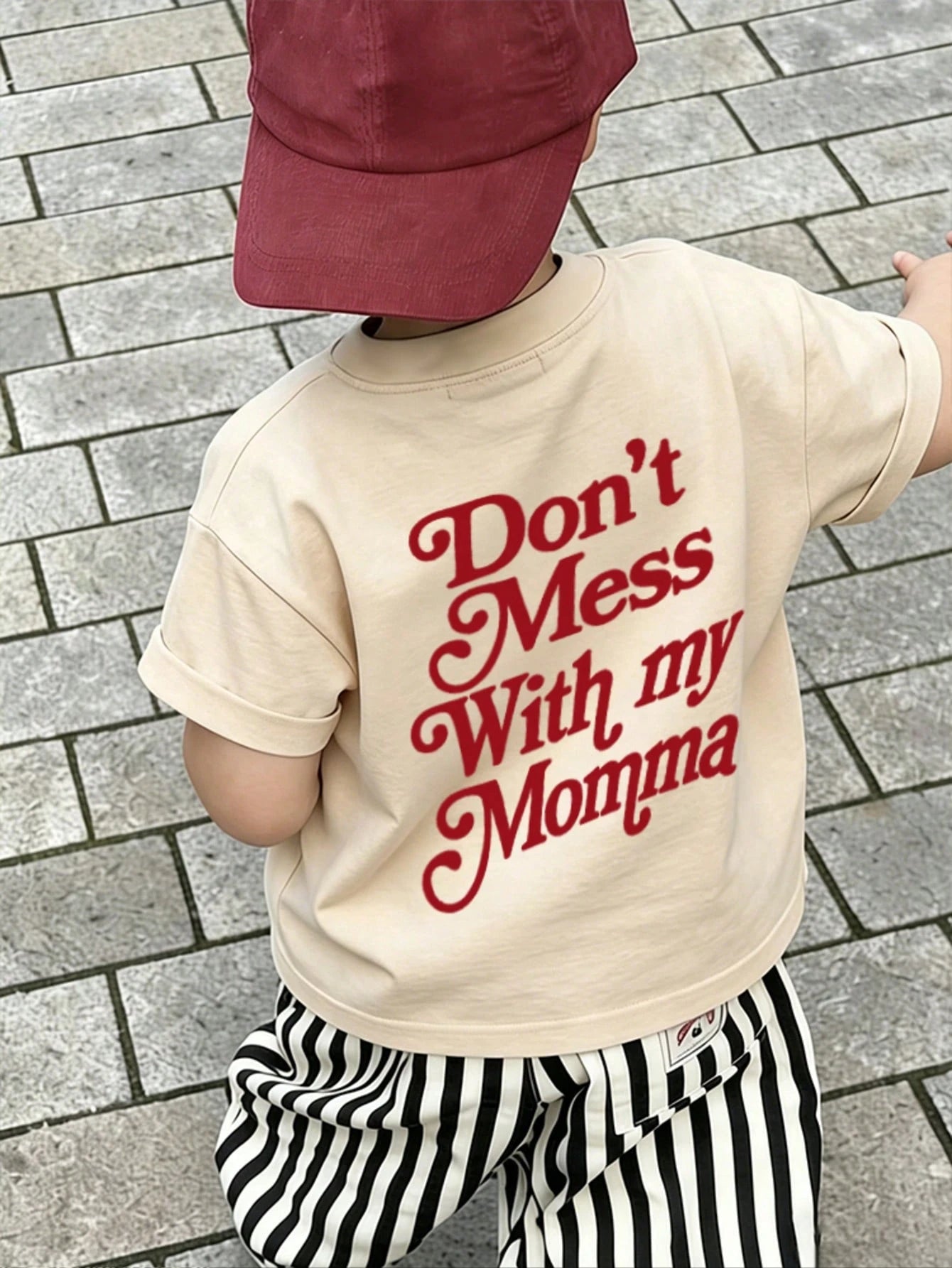 Newborn Baby Summer Casual Short Sleeve T-Shirt, "Don't Mess With My Mom" Slogan Print Round Neck Top
