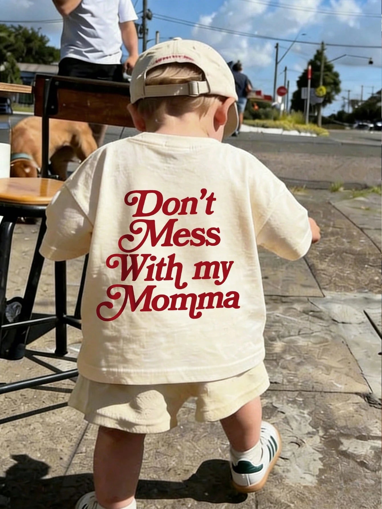 Newborn Baby Summer Casual Short Sleeve T-Shirt, "Don't Mess With My Mom" Slogan Print Round Neck Top