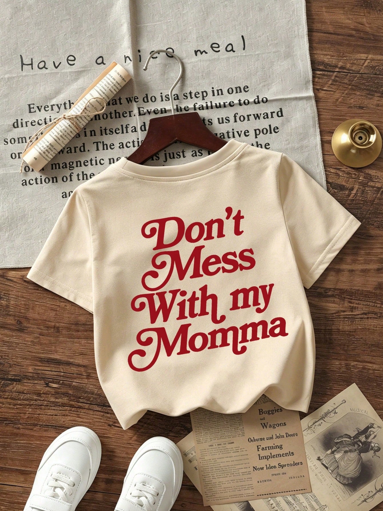 Newborn Baby Summer Casual Short Sleeve T-Shirt, "Don't Mess With My Mom" Slogan Print Round Neck Top