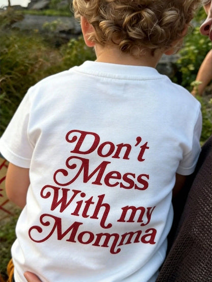 Newborn Baby Summer Casual Short Sleeve T-Shirt, "Don't Mess With My Mom" Slogan Print Round Neck Top