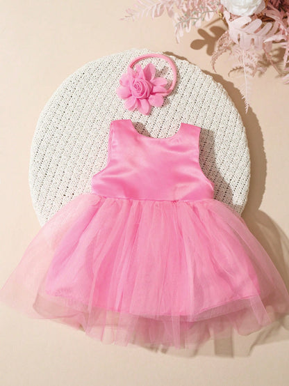 Newborn Girl Pearl Style Dress With Rose Flower 0-3 Months Baby Girl Big Bowknot Dress For Photo Shooting Infant Photography Outfits