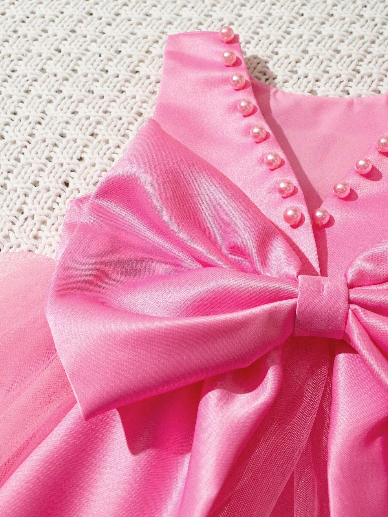 Newborn Girl Pearl Style Dress With Rose Flower 0-3 Months Baby Girl Big Bowknot Dress For Photo Shooting Infant Photography Outfits