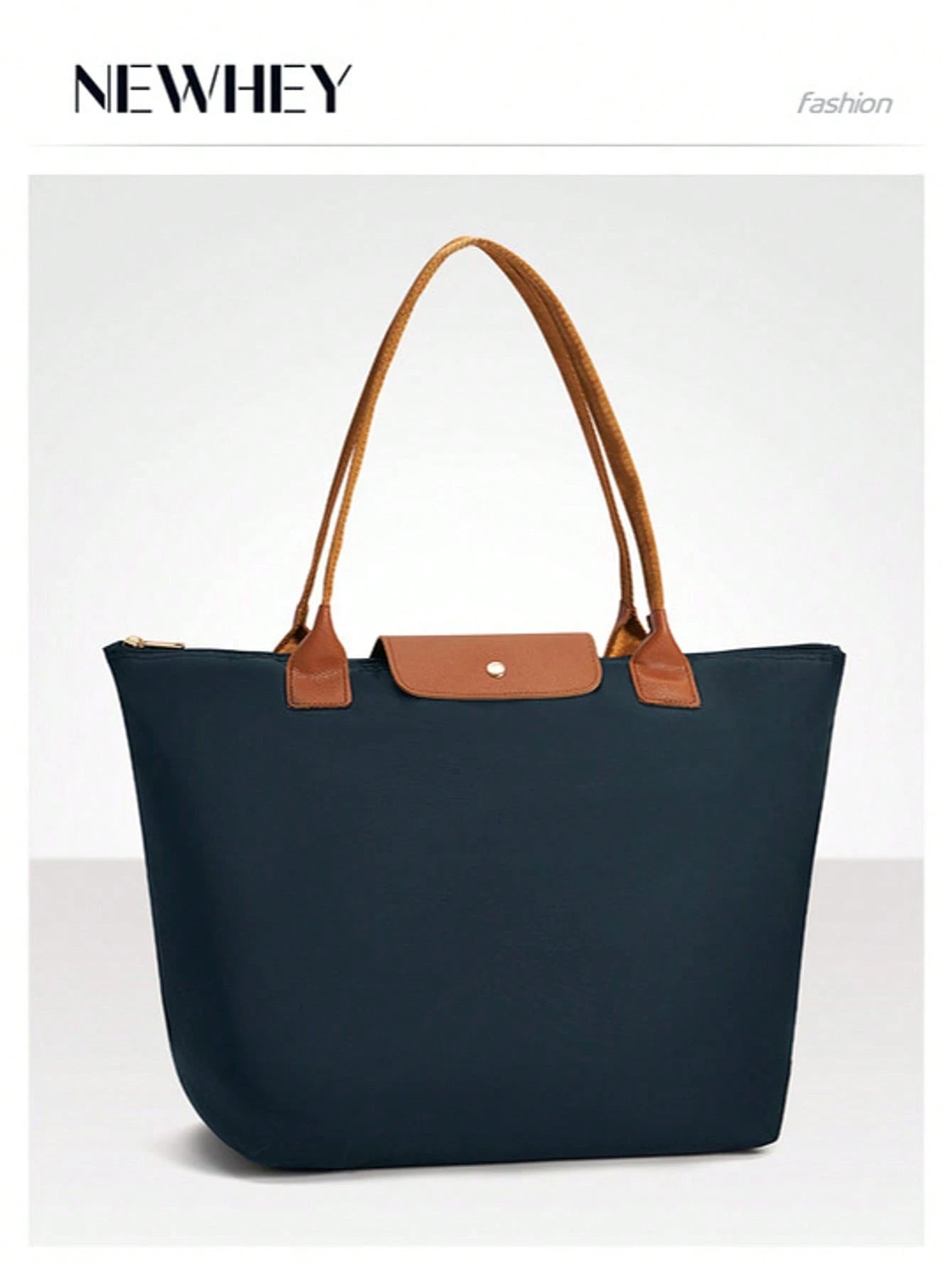 NEWHEY Women's Nylon Foldable Shoulder Tote Bag, Top Handle, Weekend Travel Handbag