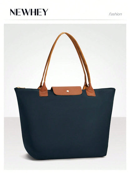 NEWHEY Women's Nylon Foldable Shoulder Tote Bag, Top Handle, Weekend Travel Handbag