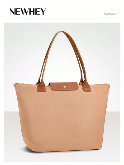 NEWHEY Women's Nylon Foldable Shoulder Tote Bag, Top Handle, Weekend Travel Handbag