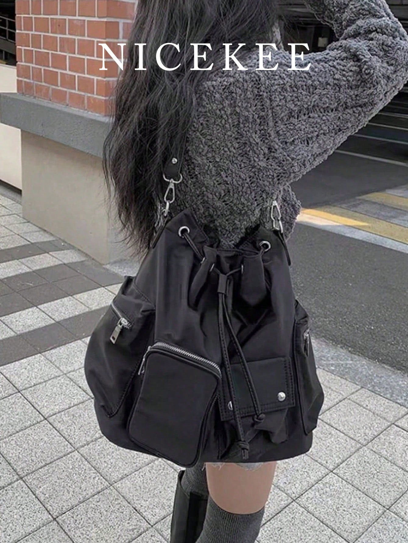 Nicekee Casual Versatile Large Capacity Shoulder Bag, Multi Pocket Design, Simple And Stylish Solid Color Multifunctional Personalized Crossbody Bag