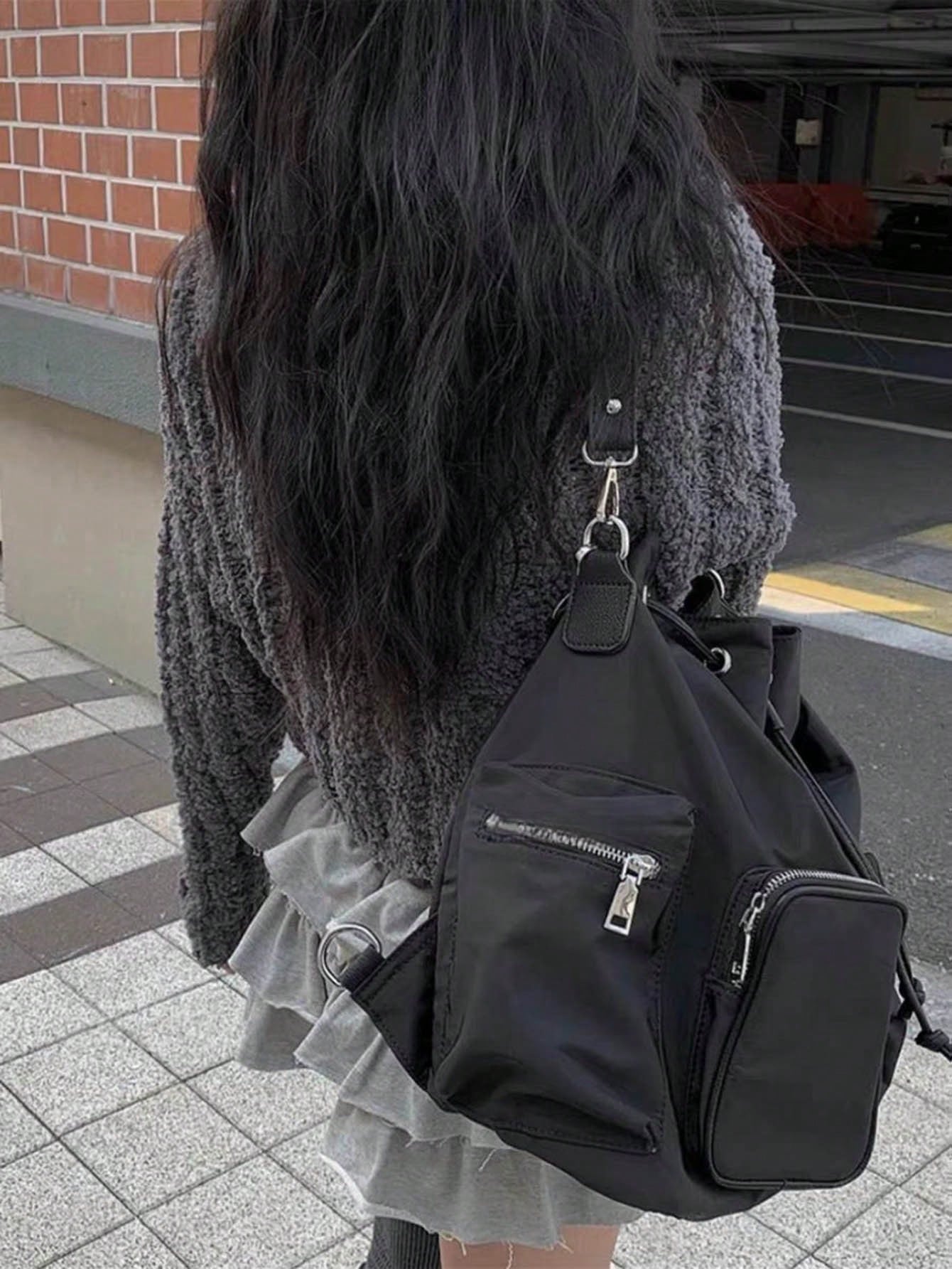 Nicekee Casual Versatile Large Capacity Shoulder Bag, Multi Pocket Design, Simple And Stylish Solid Color Multifunctional Personalized Crossbody Bag