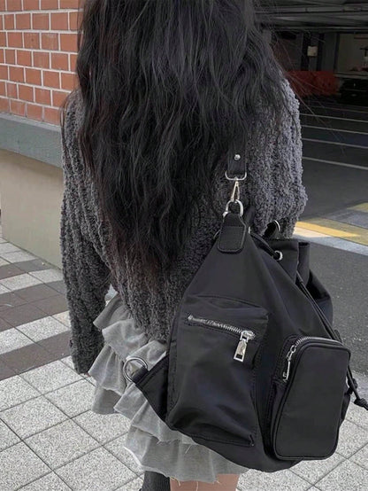 Nicekee Casual Versatile Large Capacity Shoulder Bag, Multi Pocket Design, Simple And Stylish Solid Color Multifunctional Personalized Crossbody Bag