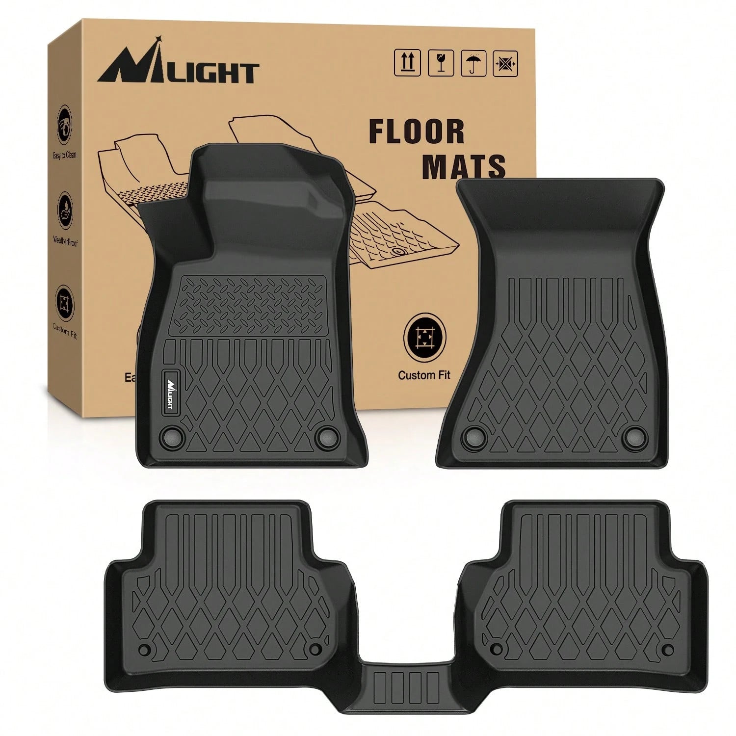 Nilight Luxury TPE Floor Mats Compatible With Audi A5 2025, Waterproof Anti-Slip Car Interior Decor, All Season Floor Liners