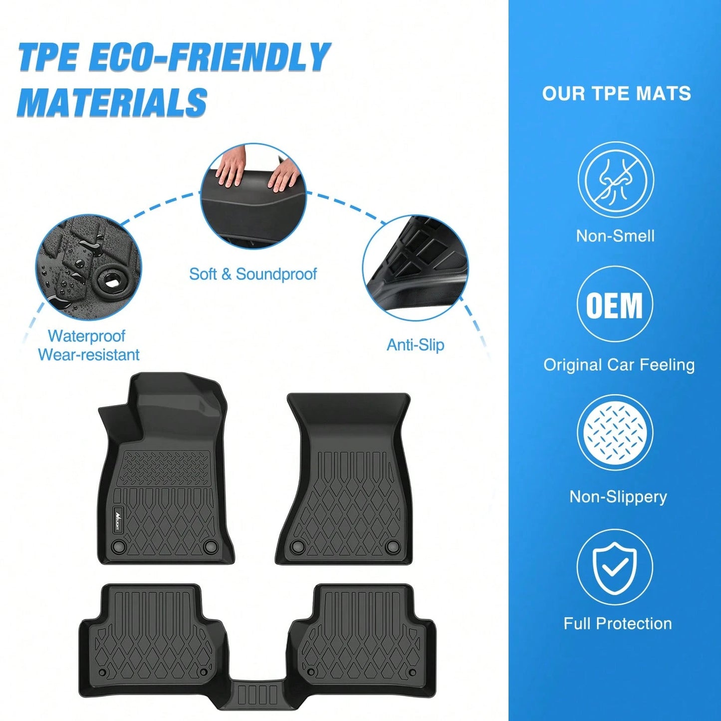 Nilight Luxury TPE Floor Mats Compatible With Audi A5 2025, Waterproof Anti-Slip Car Interior Decor, All Season Floor Liners