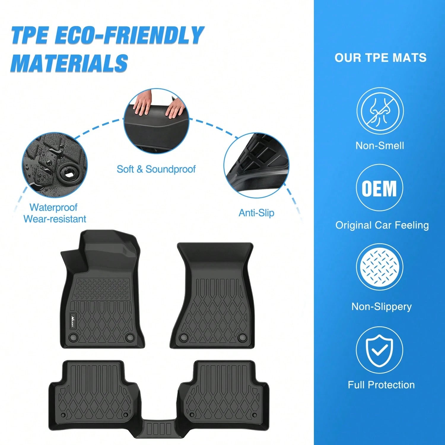 Nilight Luxury TPE Floor Mats Compatible With Audi A5 2025, Waterproof Anti-Slip Car Interior Decor, All Season Floor Liners