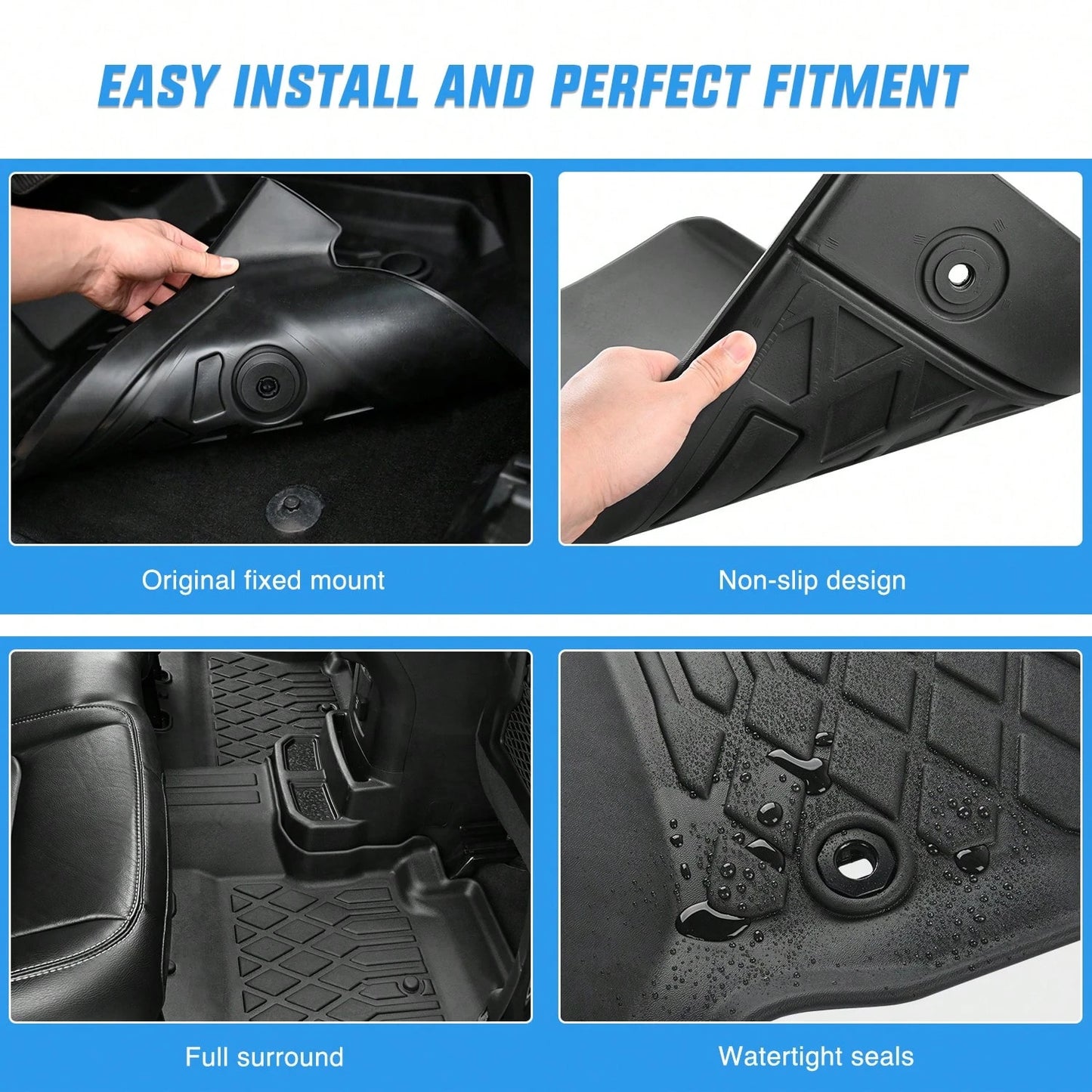Nilight Luxury TPE Floor Mats Compatible With Audi A5 2025, Waterproof Anti-Slip Car Interior Decor, All Season Floor Liners