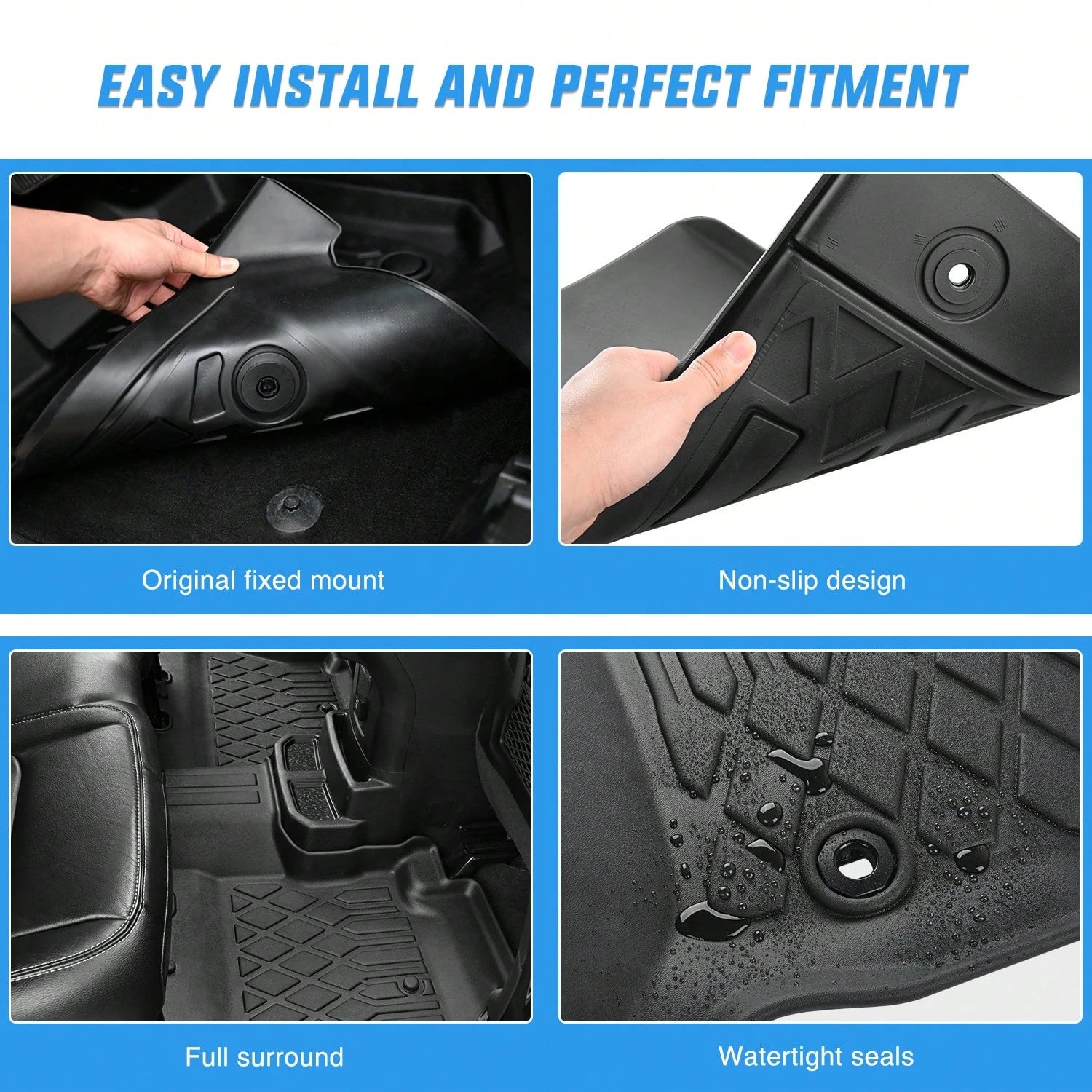 Nilight Luxury TPE Floor Mats Compatible With Audi A5 2025, Waterproof Anti-Slip Car Interior Decor, All Season Floor Liners