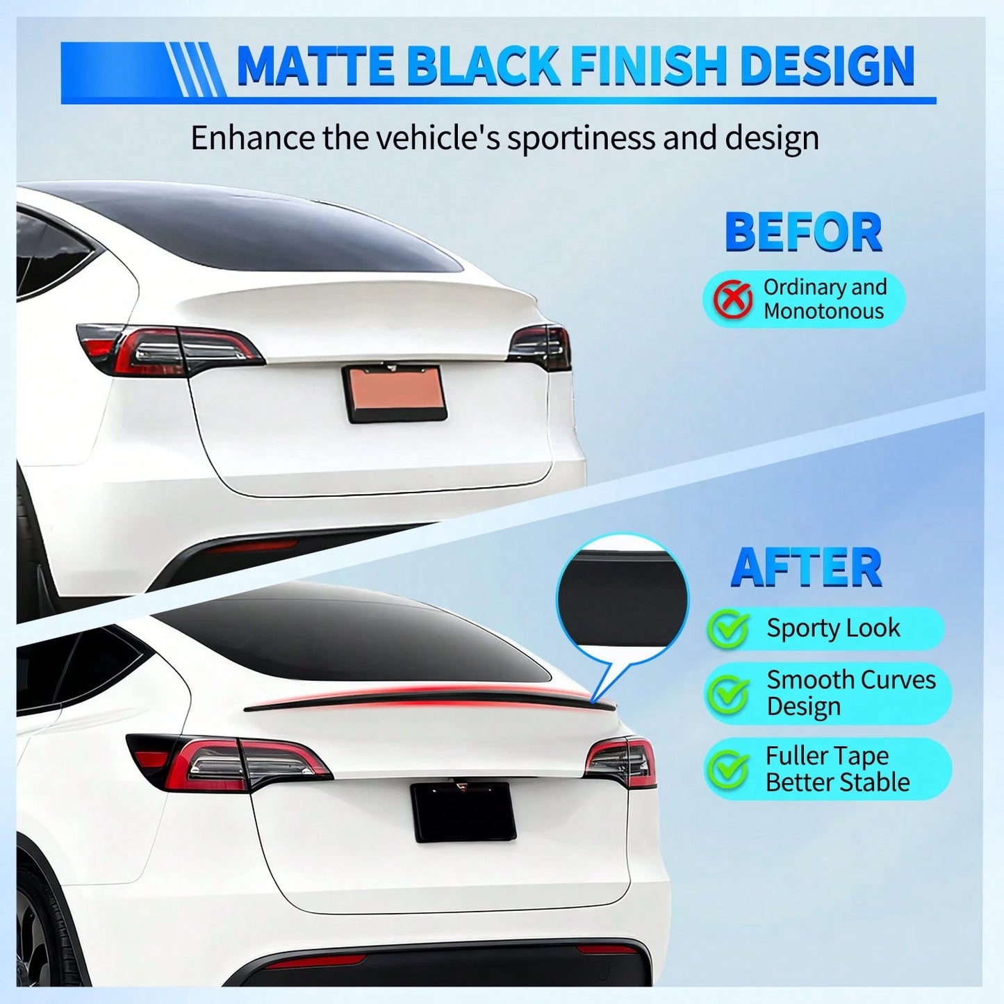 Nilight Rear Trunk Spoiler Compatible With Tesla Model Y 2020-2024, Matte Black Performance Ducktail Wing, ABS Exterior Body Styling Accessories