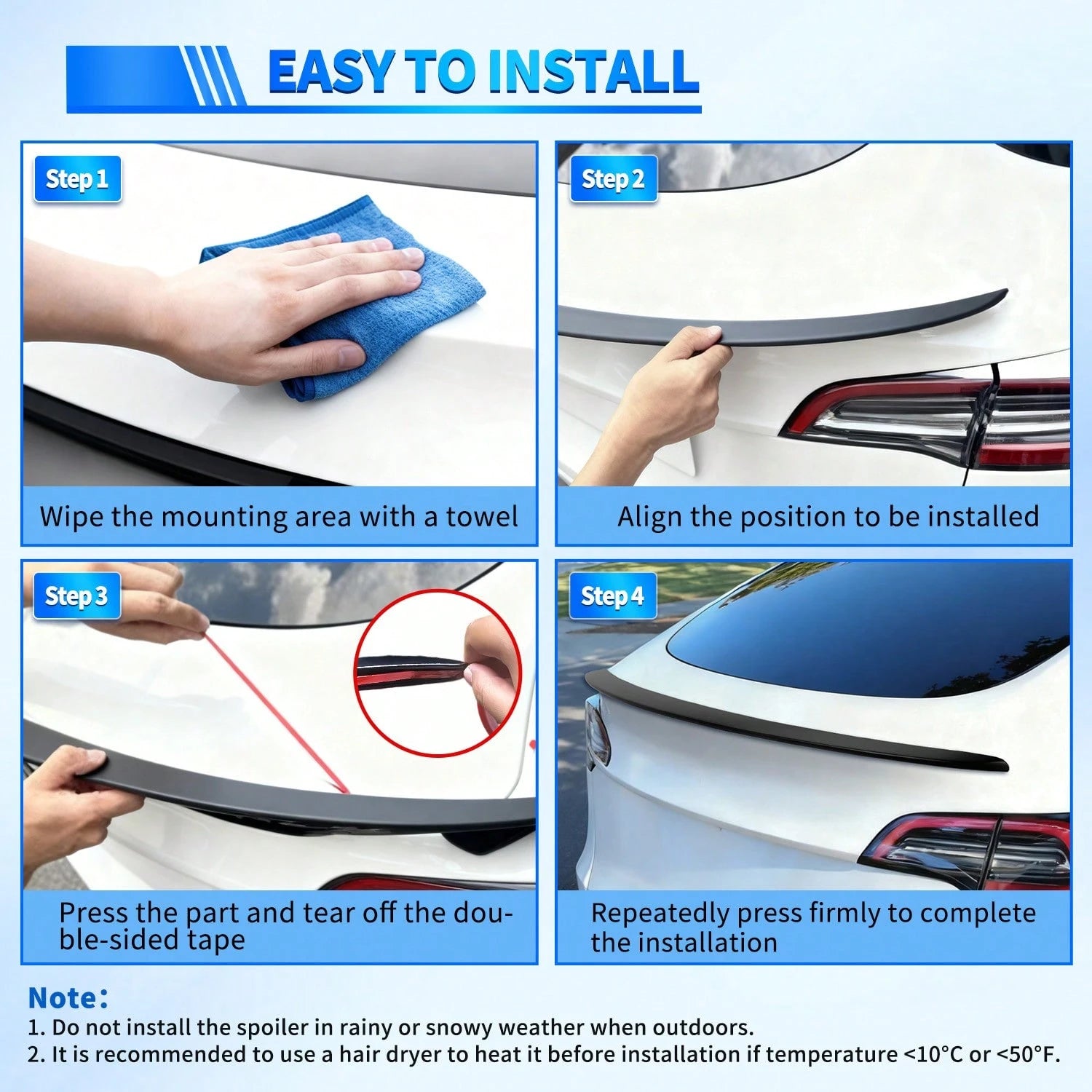 Nilight Rear Trunk Spoiler Compatible With Tesla Model Y 2020-2024, Matte Black Performance Ducktail Wing, ABS Exterior Body Styling Accessories