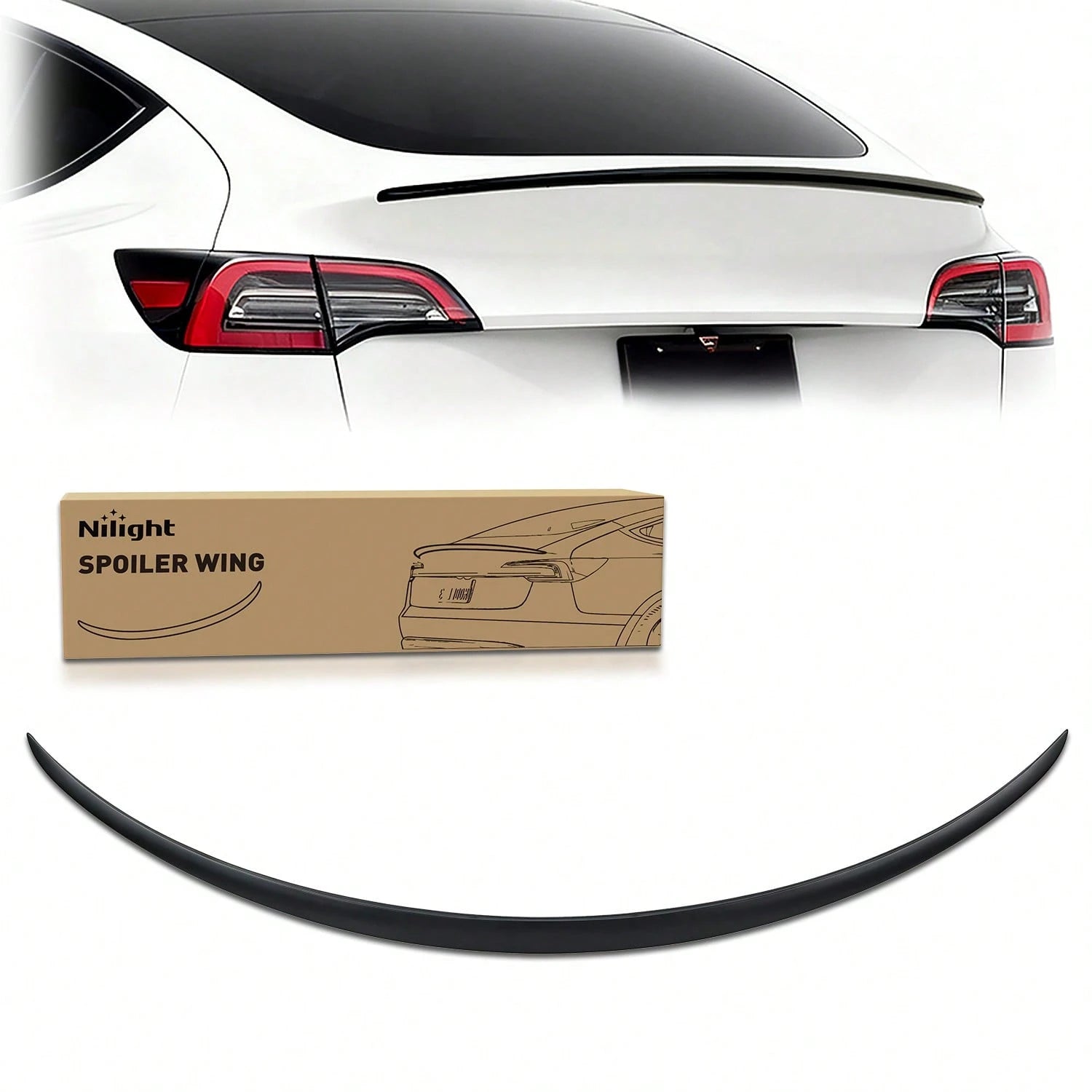 Nilight Rear Trunk Spoiler Compatible With Tesla Model Y 2020-2024, Matte Black Performance Ducktail Wing, ABS Exterior Body Styling Accessories