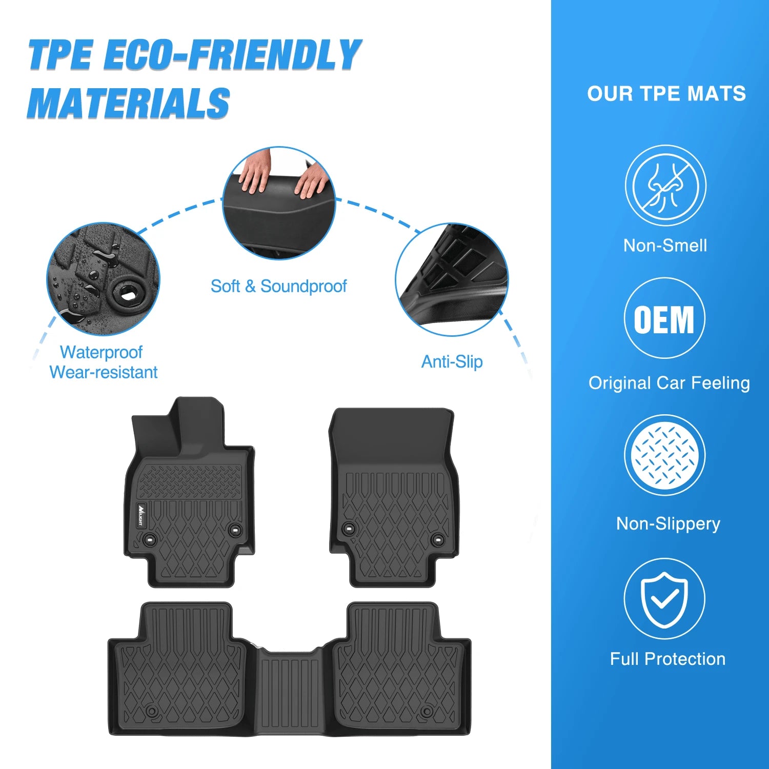 Nilight TPE Floor Mats Compatible With Toyota Crown 2023-2025 Luxury TPE Car Floor Mats Custom Fit Waterproof All Weather Floor Liners Dirt Resistant Non Slip Interior Accessories