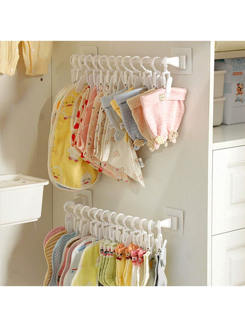 No-Drilling Shelf With 10 Clips, Baby Wardrobe Organizer For Clothes, Bibs, Hats, Socks And Underwear Love Valentine