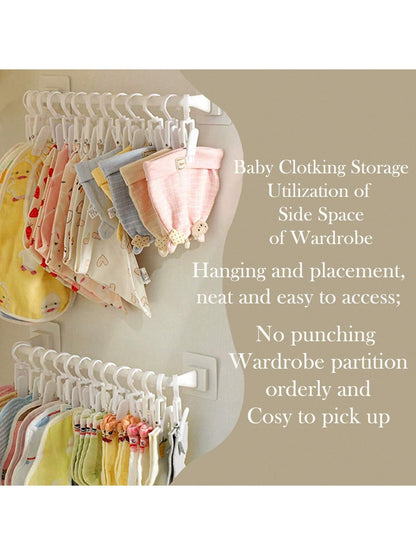 No-Drilling Shelf With 10 Clips, Baby Wardrobe Organizer For Clothes, Bibs, Hats, Socks And Underwear Love Valentine