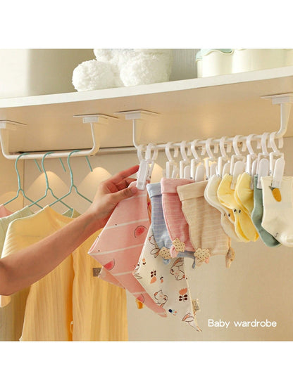 No-Drilling Shelf With 10 Clips, Baby Wardrobe Organizer For Clothes, Bibs, Hats, Socks And Underwear Love Valentine