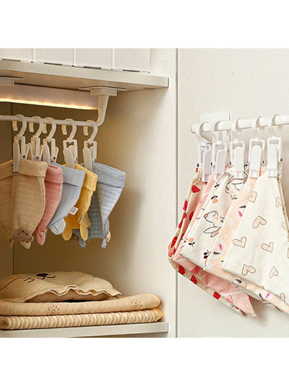 No-Drilling Shelf With 10 Clips, Baby Wardrobe Organizer For Clothes, Bibs, Hats, Socks And Underwear Love Valentine