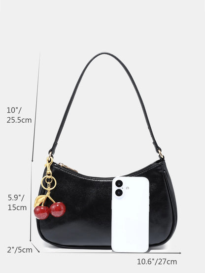 Novachic, Women's Fall Outfits, Floral Patterned Fabric,  Cherry Pendant, Women's Minimalist Shoulder Bag, Zipper Closure, Retro Style