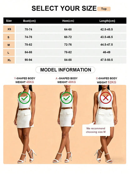 NOVELLE Women's Elegant Sexy White Sleeveless Camisole Top French Comfortable Casual Backless Shirt, Suitable For Summer Vacation, Dating, Party And S