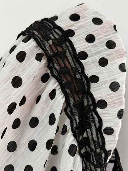 Nubod Plus Size Music Symbol Embroidered Mesh Ribbon Patchwork Polka Dot Fabric Multi-Layer A-Line Wide Strap Tank Top Elegant Outing Date Party Commute Music Festival Vacation Casual