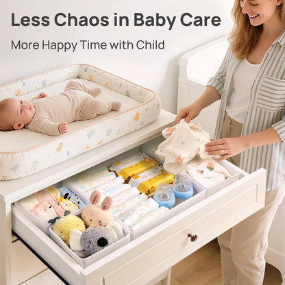 Oaoleer 12 Pack Baby Clothes Organizer, Dresser Drawer Organizer For Baby Clothing, Foldable Fabric Closet Drawer Storage Bins
