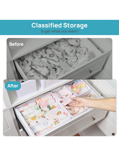 Oaoleer 12 Pack Baby Clothes Organizer, Dresser Drawer Organizer For Baby Clothing, Foldable Fabric Closet Drawer Storage Bins