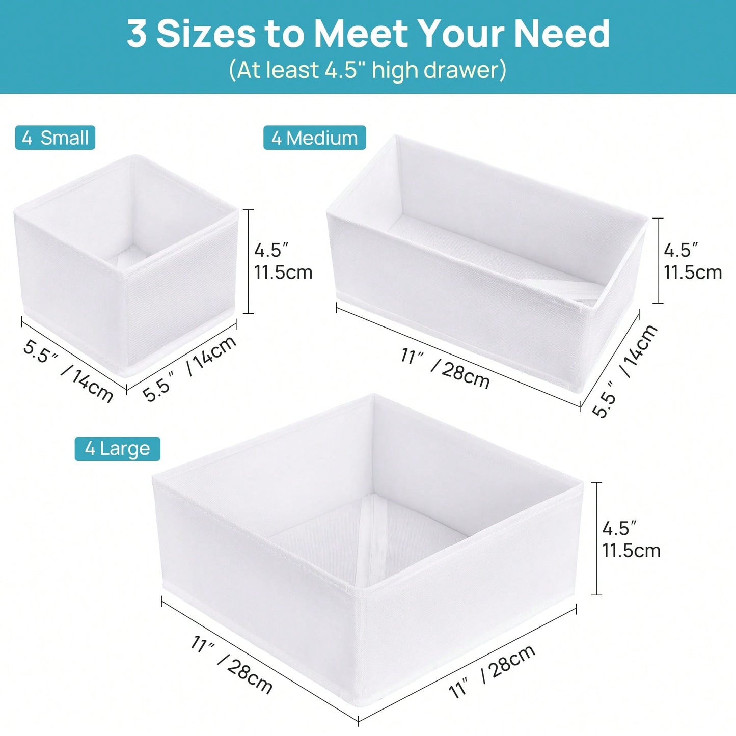 Oaoleer 12 Pack Baby Clothes Organizer, Dresser Drawer Organizer For Baby Clothing, Foldable Fabric Closet Drawer Storage Bins