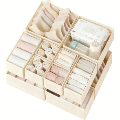 Oaoleer 12 Pack Baby Clothes Organizer, Dresser Drawer Organizer For Baby Clothing, Foldable Fabric Closet Drawer Storage Bins