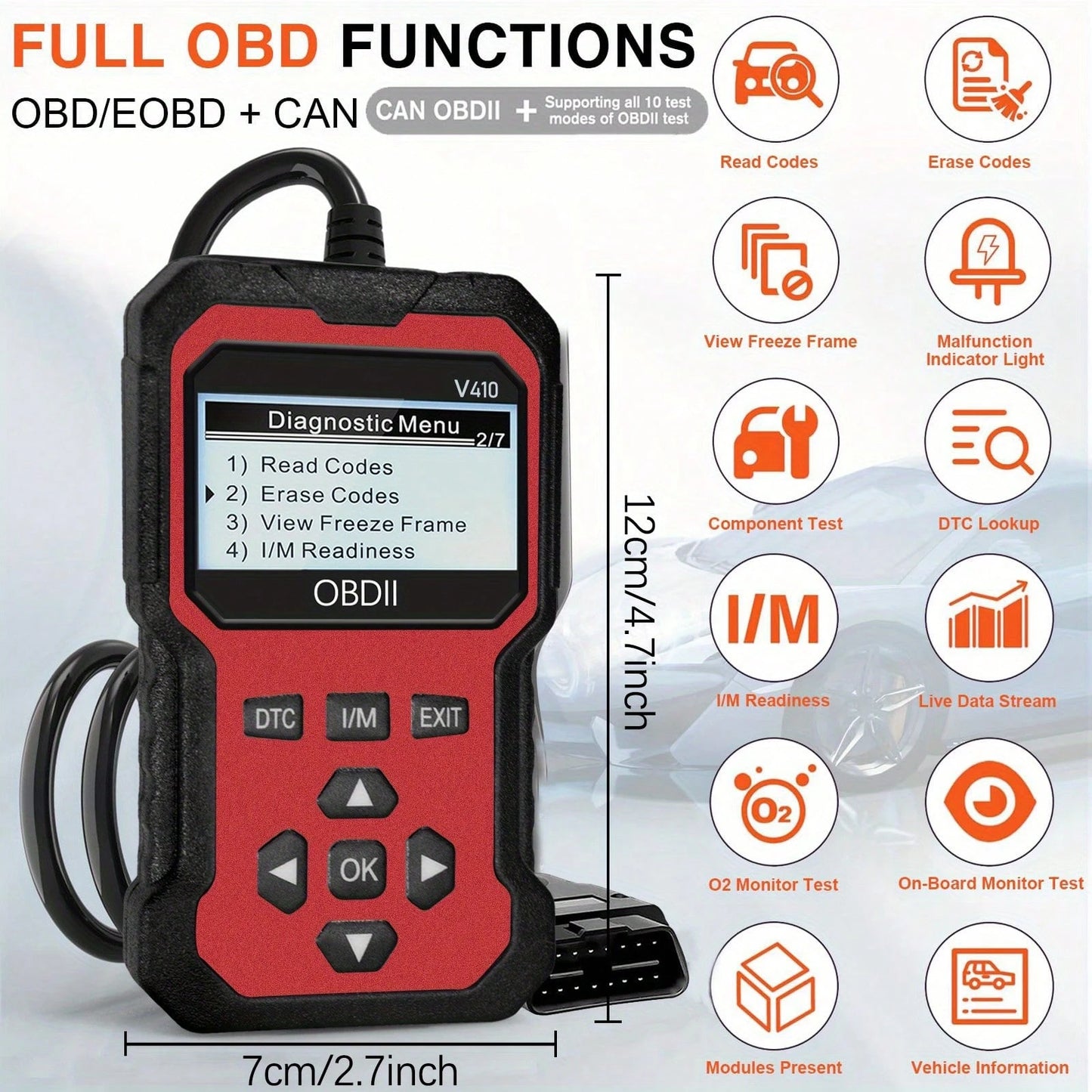 OBD2 Scanner Code Reader Engine Fault Scanner CAN Diagnostic Scan Tool For All OBD II Protocol Cars Since 1996
