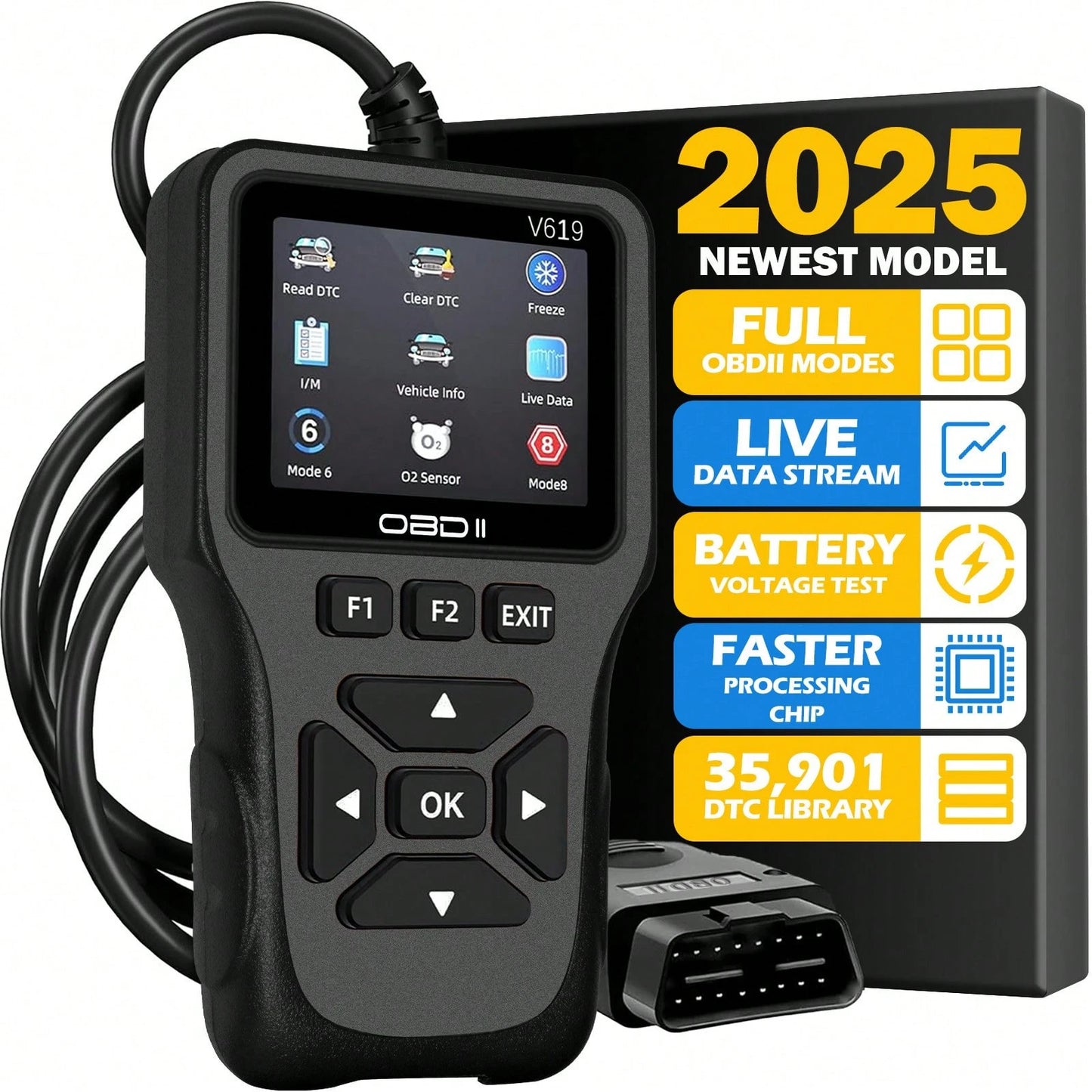 OBD2 Scanner Diagnostic Tool, Check Engine Code Reader OBD2 Scanner With Reset, Mode 6, Mode 8 & I/M Readiness, Auto Check Engine Light Car Diagnostic Scan Tool For All OBDII Car Since 1996