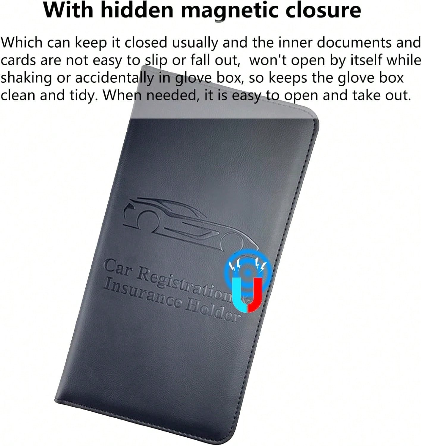 OBDMASTER Red Car Registration And Insurance Holder With Magnetic Closure For Glove Box Organizers Car Document Holder Car Document Organizer Car