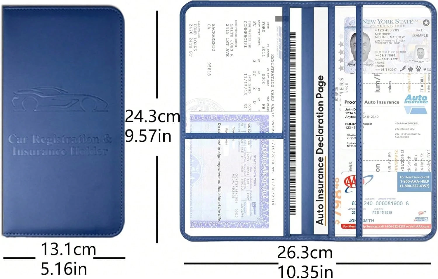 OBDMASTER Red Car Registration And Insurance Holder With Magnetic Closure For Glove Box Organizers Car Document Holder Car Document Organizer Car
